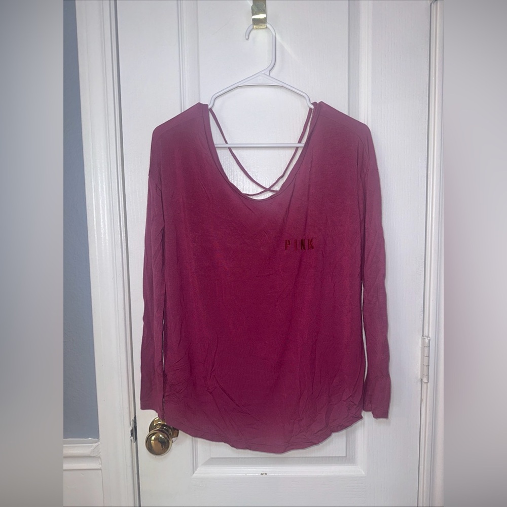 pink victoria secret burgundy Oversized Long Sleeve‎  XS Top